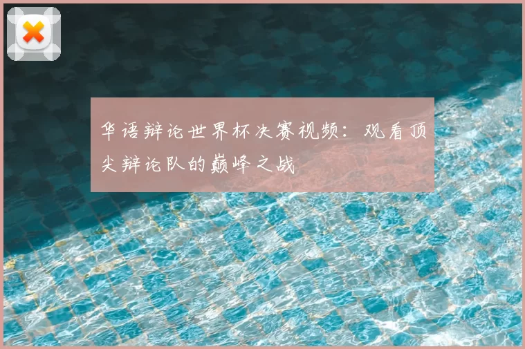 华语辩论世界杯决赛视频：观看顶尖辩论队的巅峰之战